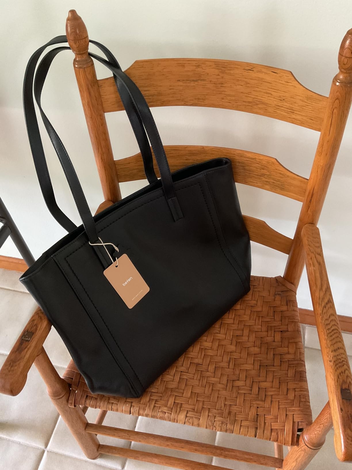 befen Vintage Genuine Leather Work Tote Bag for Women, Tote Bag with Zipper customer photo 2