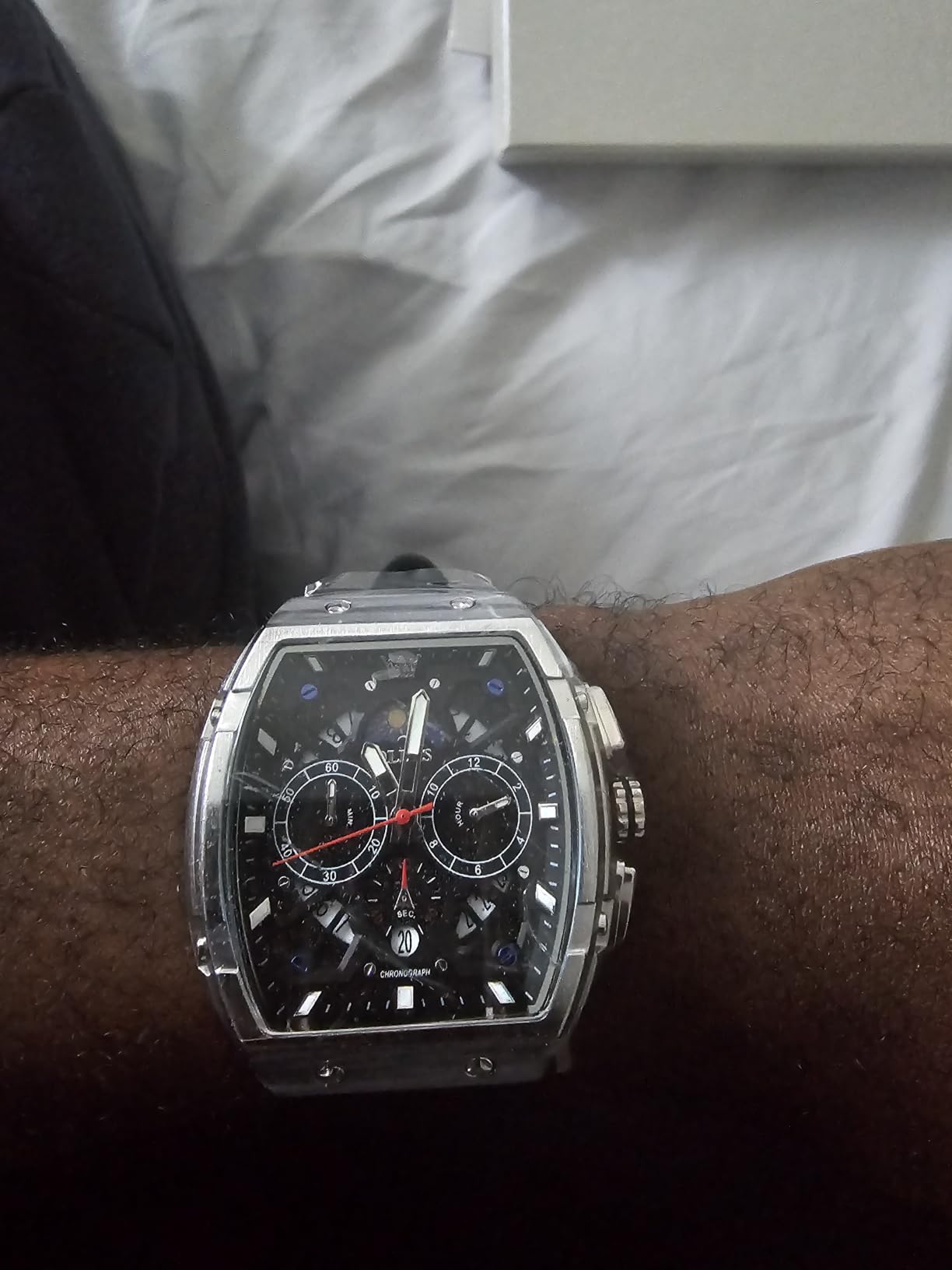 OLEVS Watch Men Luxury Casual Square Skeleton Chronograph Watches customer photo 2