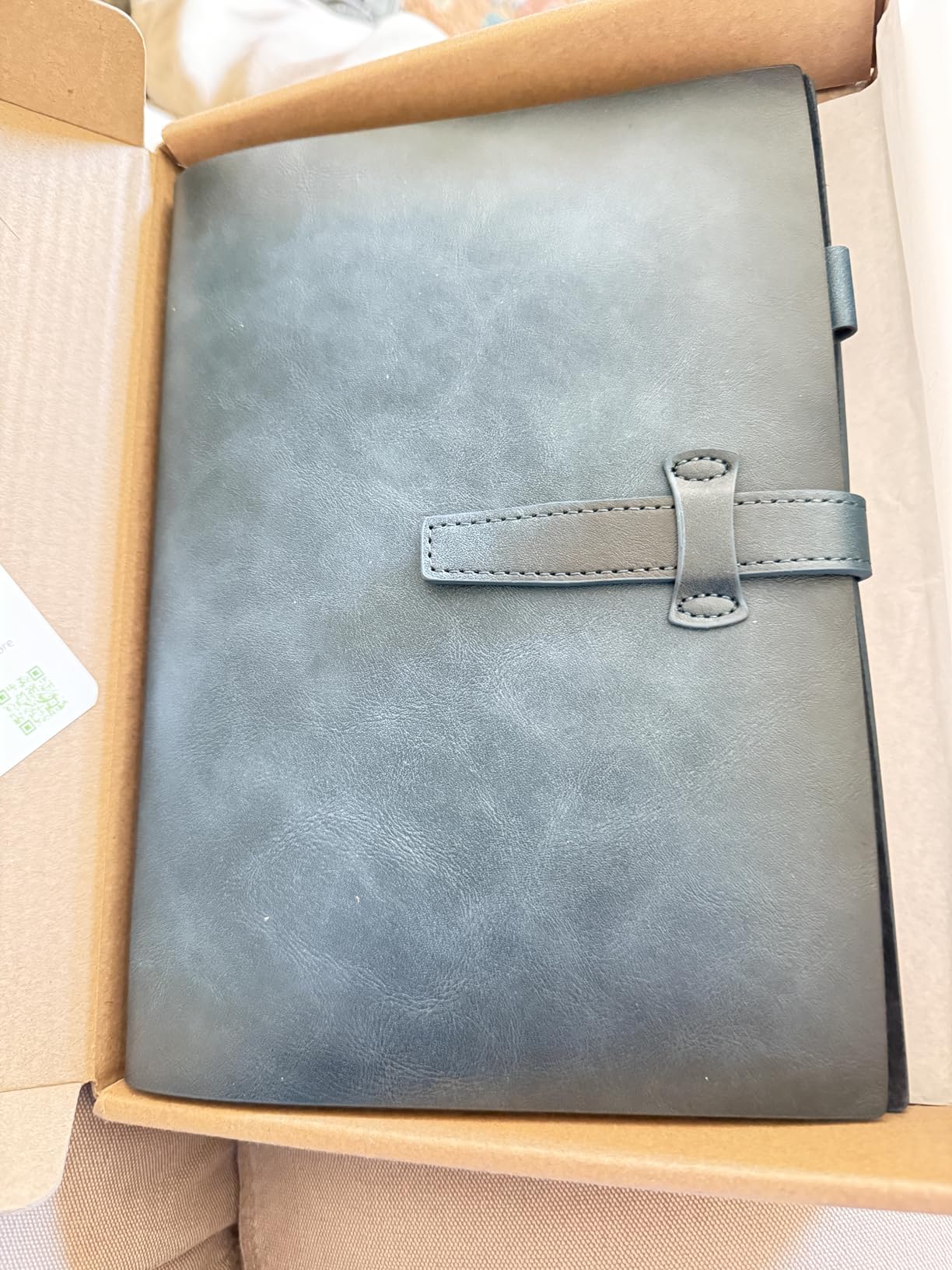 Refillable A5 Leather Binder Notebook, Reusable Leather Journal, Vintage Organizer with 6-Ring Metal Binder, 120 Pages Lined Paper & Pocket, for Writers Business Work Study College and Daily customer photo 1