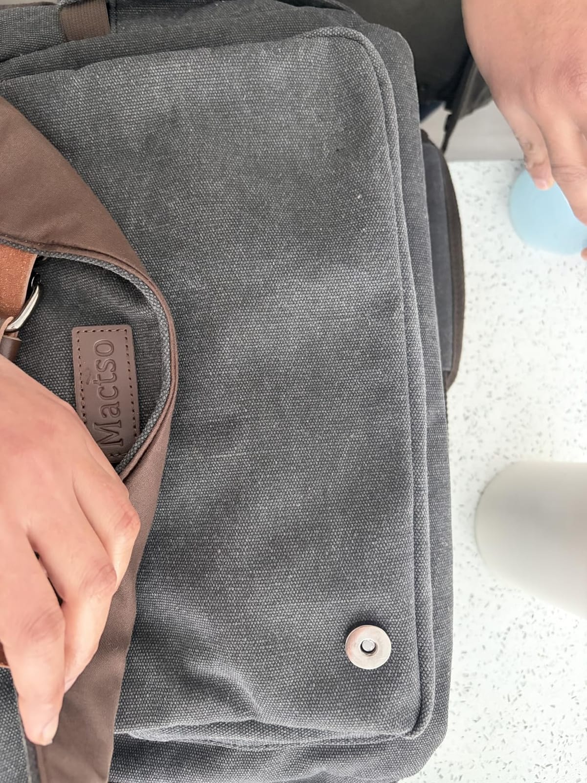 Vintage Messenger Bag 15.6 Inch Laptop for Men Women, Large Travel Crossbody Shoulder Purse Canvas Briefcase Work College customer photo 1