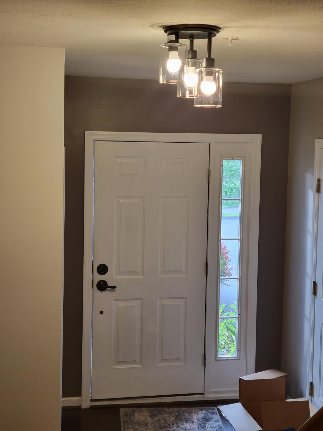 ROTTOGOON Semi Flush Mount Ceiling Light, Close to Ceiling Lights Fixtures, 3 Light Kitchen Ceiling Lights Fixtures with Glass Shades, Hallway Light Fixtures Ceiling Mount for Foyer, 9.9