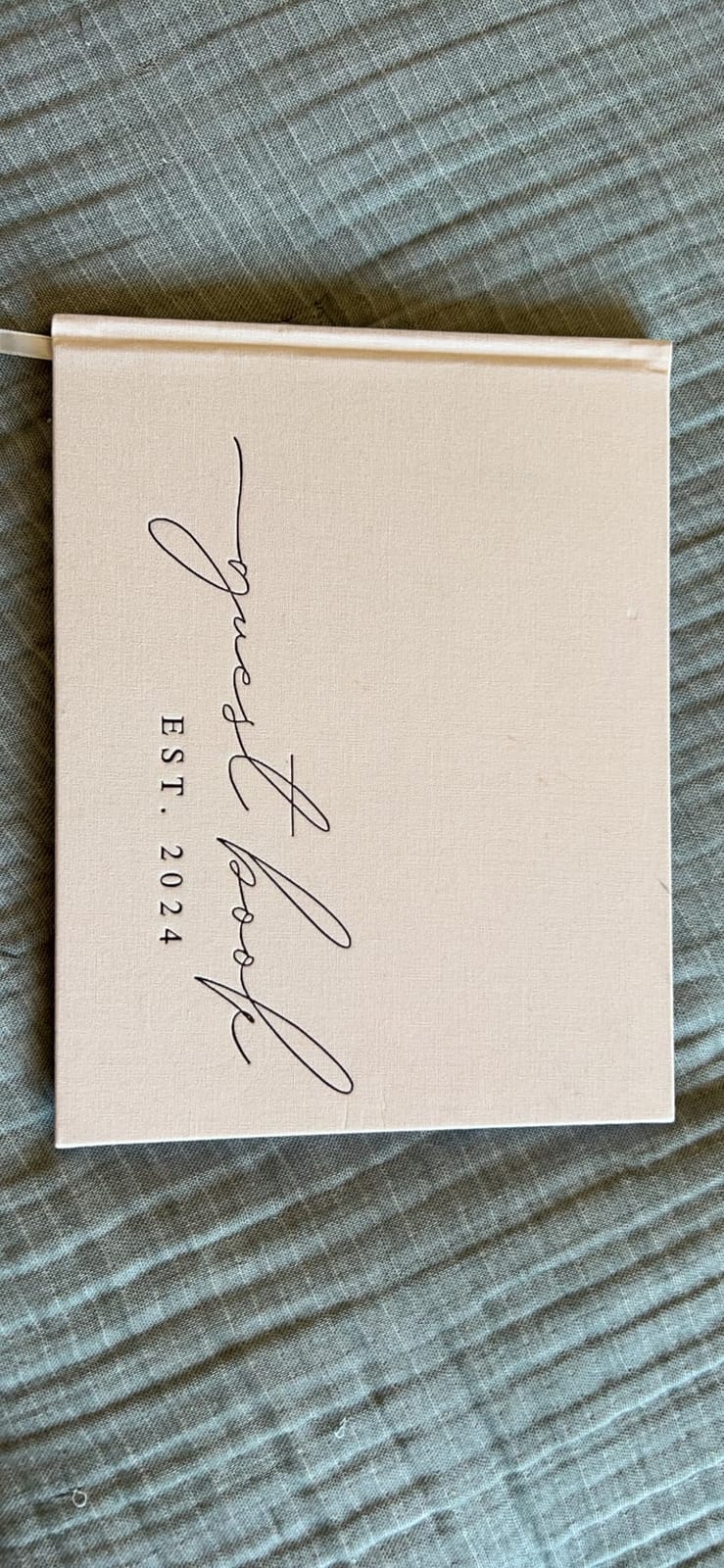 Wedding Guest Book Personalized 2026 Year 100 Pages Linen Photo Guestbook customer photo 2