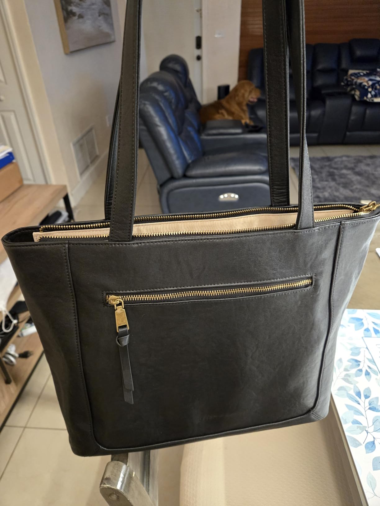 befen Genuine Leather Tote Bag for Women Work, Large Tote Bag with Zipper customer photo 2