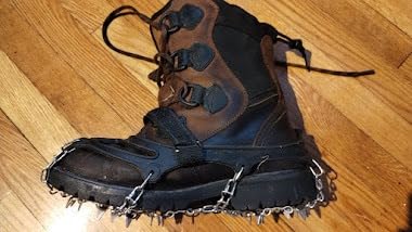 Sportneer Crampons： Ice Cleats for Shoes and Boots with 28 Spikes - Traction Slip-on Stretch Footwear for Walking and Shoveling on Ice and Snow customer photo 2