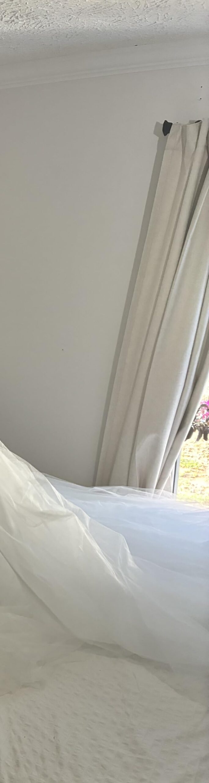 Linen Textured Total Blackout Sliding Door Curtains 84 Inches Long, Cream customer photo 2