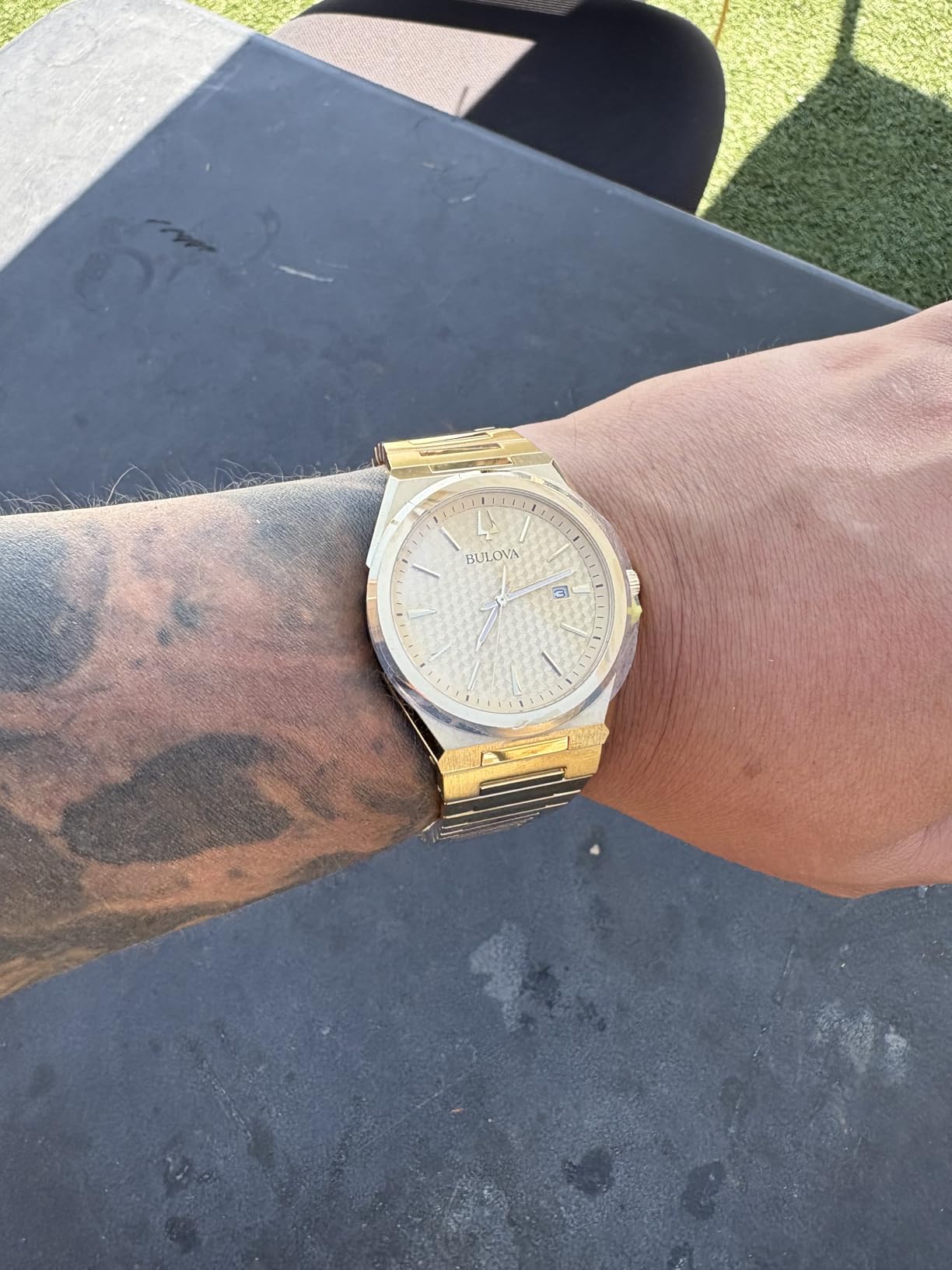 Bulova Mens Dress Classic Quartz Two Tone Stainless Steel Watch, Patterned Dial, 39mm customer photo 2