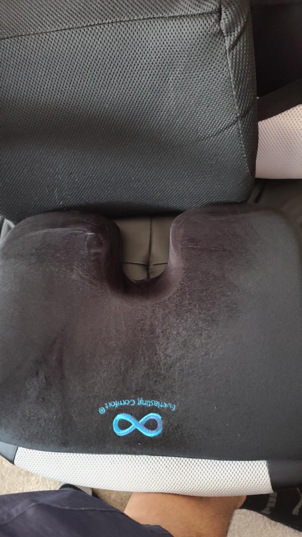 Everlasting Comfort Car Seat Cushion for Driving - Orthopedic Car Cushion for Office, Travel, Gaming Chair Memory Foam Driver Booster for Short People, Non-Slip, Washable Cover, Back & Sciatica Relief customer photo 1