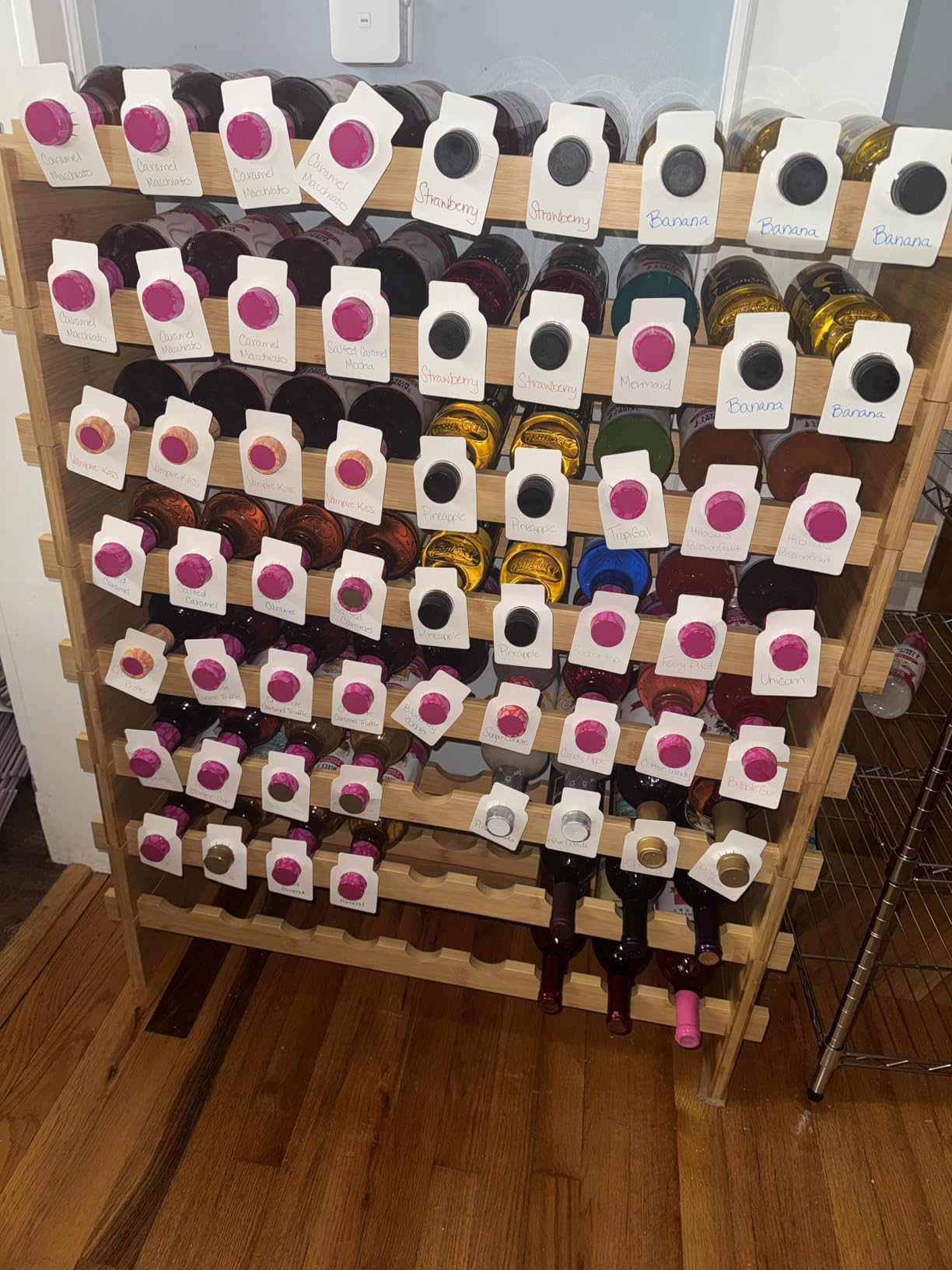 VEVOR 96 Bottle Stackable Modular Wine Rack, 8-Tier Wine Bottle Holder,Solid Wood Floor Freestanding Wine Storage Rack for Pinot Noir Bottles,for Kitchen, Cellar, and Bar, Natural customer photo 2
