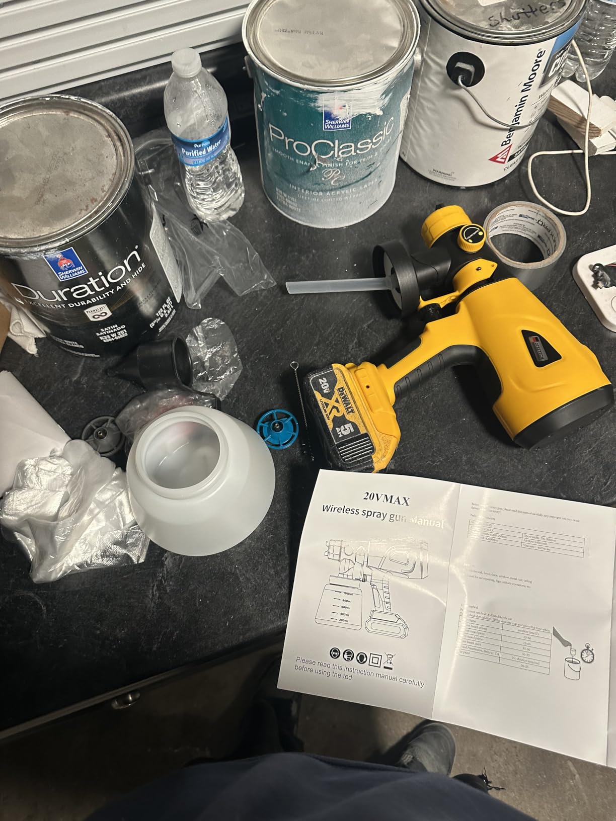 DTEZTECH Paint Sprayer for Dewalt 20V Battery(Battery Not Included), 200W HVLP Cordless Handheld Spray Gun Brushless Motor, with Copper Nozzle, Adjustable Flow for Walls, Fences, Furniture, Cabinets customer photo 1