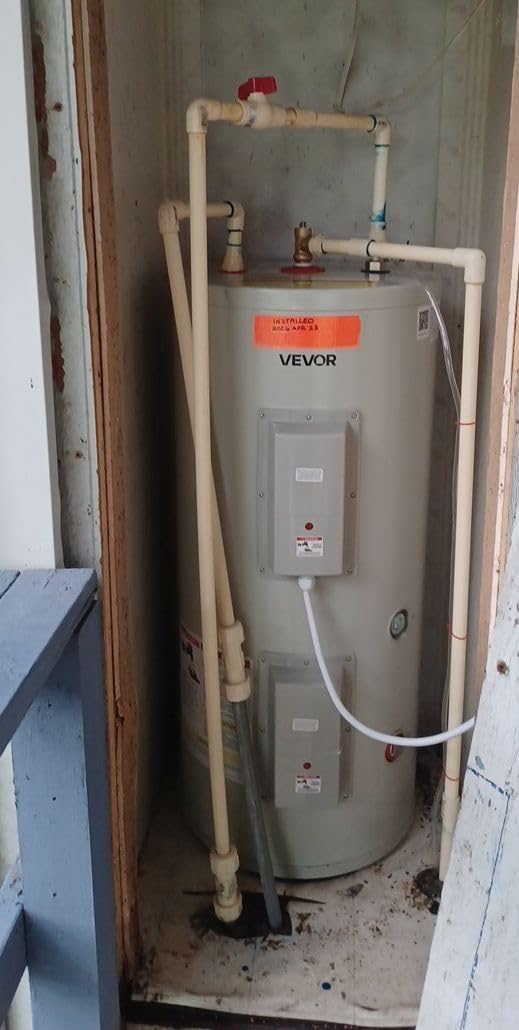 VEVOR Electric Tank Water Heater, 12 Gallon, 1600W Point-of-Use Hot Water Heater with LED Display, Knob Control, Side Outlet, 120V Storage Design with T&P Valve for Small Apartments & Studios, Gray customer photo 1