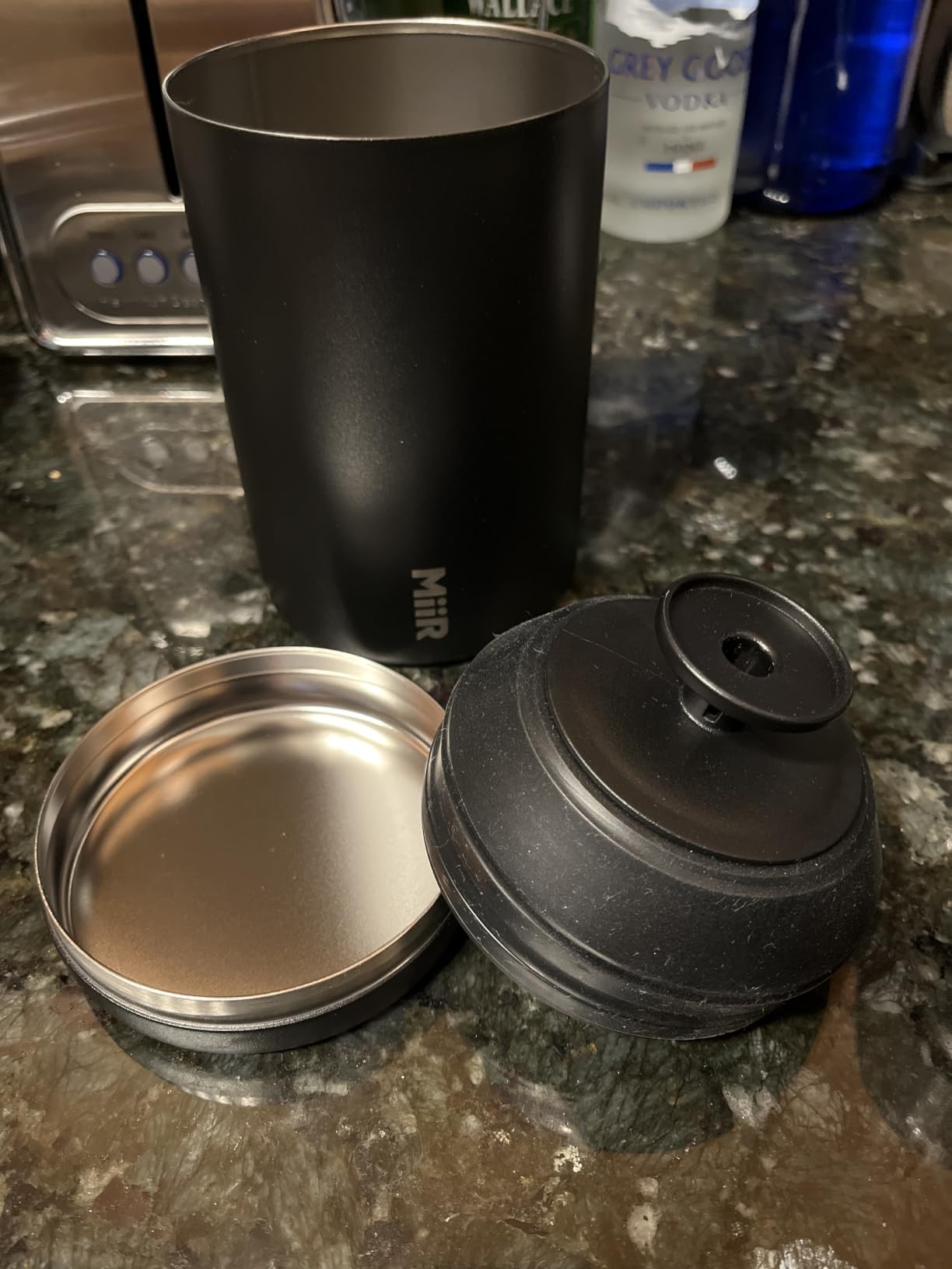 MiiR Airlock Coffee Canister, 12-oz Capacity, 18/8 Stainless Steel, 90% Recycled Content, Sleek Minimalist Design, Black customer photo 1