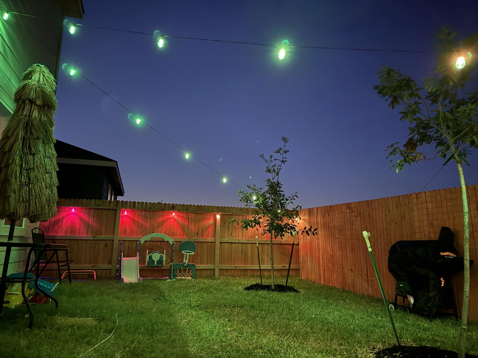 Outdoor String Lights,200FT Smart RGB+IC Patio Lights with Shatterproof LED Bulbs ,Outside Light Dimmable Patio for Decor DIY IP67 Waterproof ,Courtyard, garden,Holiday,LED lights more Scene Modes customer photo 1