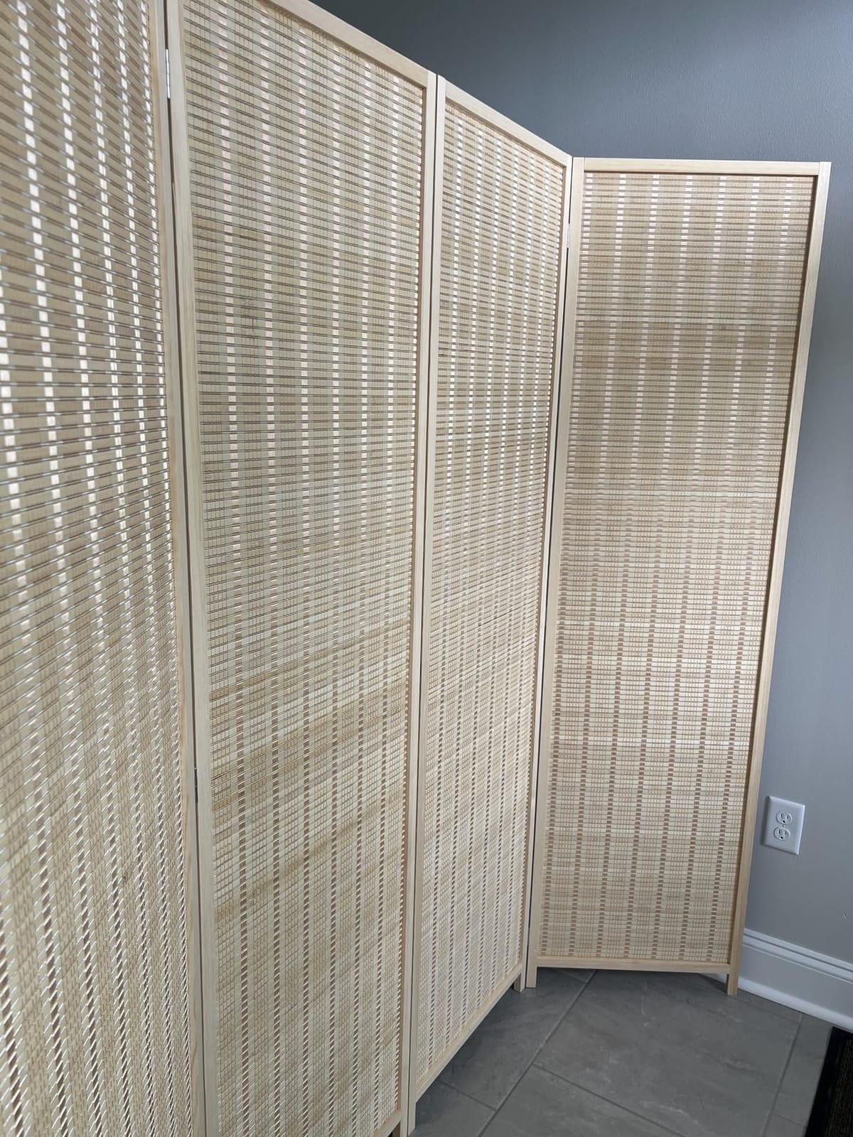 JOSTYLE Bamboo Room Divider with Shelves, 6-Panel Privacy Screen,67