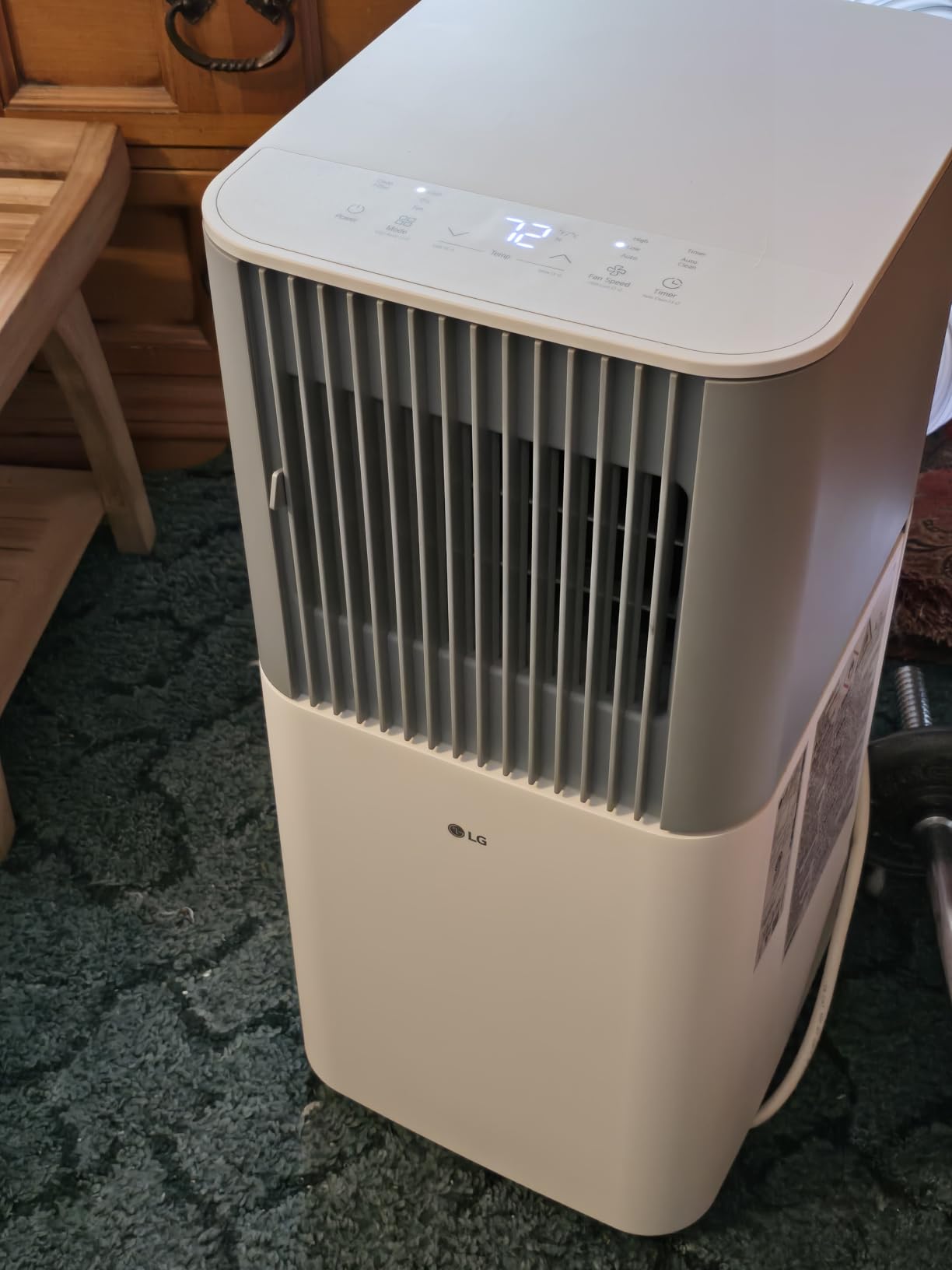 LG 5,000 BTU SACC (8,500 BTU ASHRAE) Portable Air Conditioner, 115V, Cools 150 Sq.Ft. (10' x 15' Room Size), Quiet Operation, LCD Remote Control, and Window Installation Kit, White & Gray customer photo 1