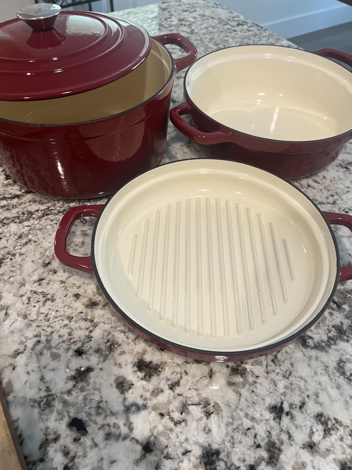 AHJ Enameled Cast Iron Dutch Oven Set - 4 Piece Cookware Set with Lids customer photo 1