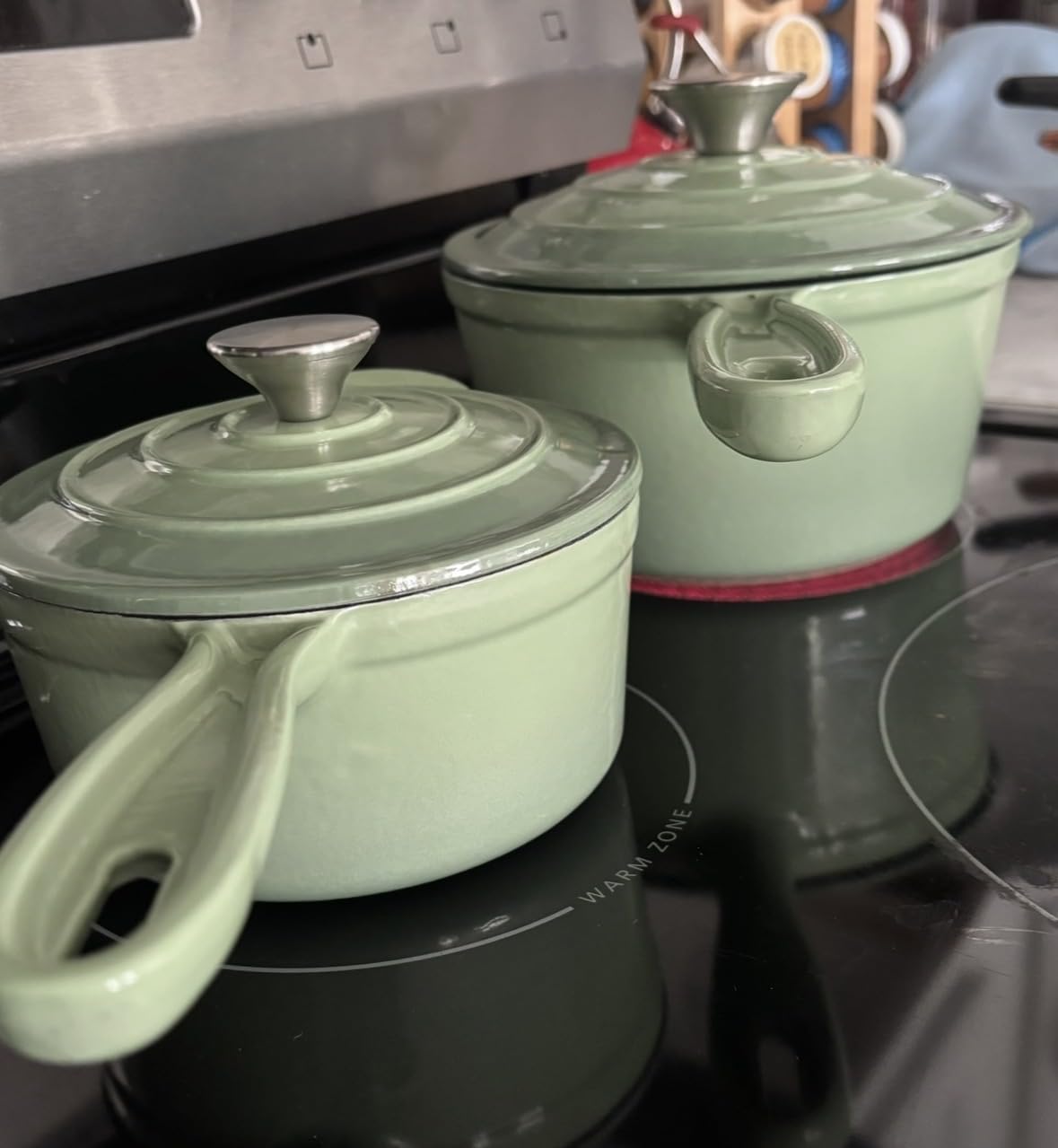 Leonyo 1Qt & 2Qt & 3Qt Enameled Cast Iron Saucepan Set, Pistachio Green customer photo 1