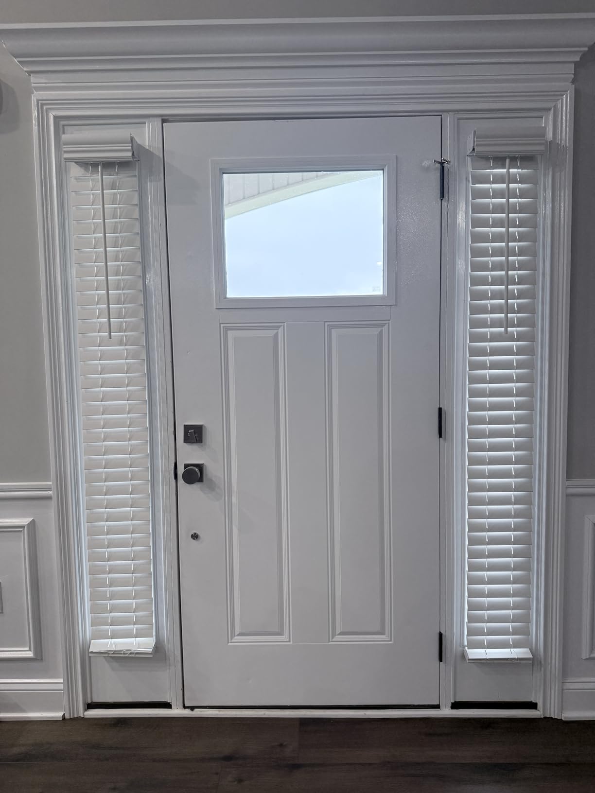 DoubleFill 2 Pack 10'' x 72'' Cordless Sidelight Blinds 2'' Horizontal White Faux Wood Front Door Window Blind Plantation Adjustable Tilt Wand Smooth, Privacy, Room Darkening for Home Entry Side Door customer photo 1