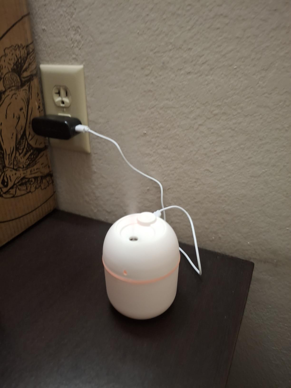 Portable Small Humidifier, USB Personal Desktop Humidifier for Car, Office Room, Bedroom, Auto Shut-Off, 2 Mist Modes, Super Quiet, 220ml, Pink customer photo 1