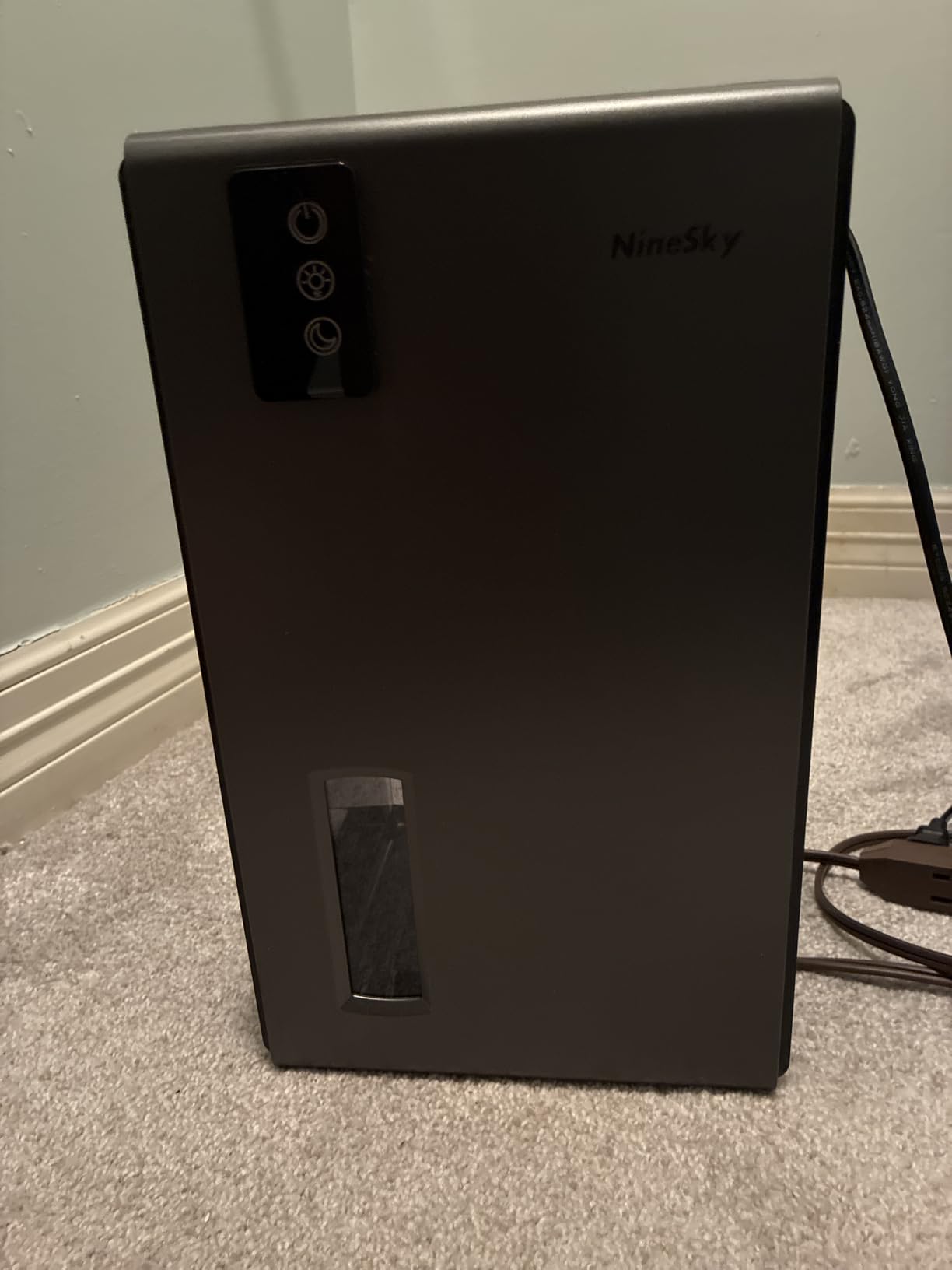 NineSky Dehumidifiers for Home, 1000 Sq.Ft Dehumidifier with 95oz Water Tank, Quiet Dehumidifier for Basement Bathroom Bedroom with 7-Color Ambient Light & Auto Shut Off, (Grey) customer photo 1