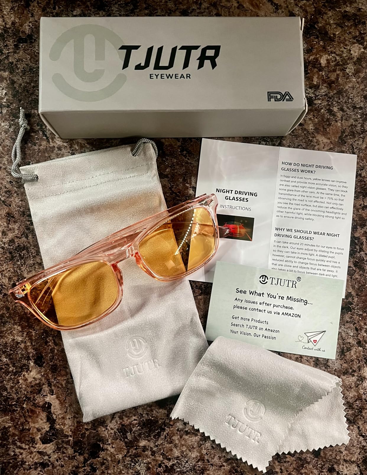 TJUTR Night Vision Driving Glasses for Men & Women, Anti Glare Yellow Lens customer photo 1