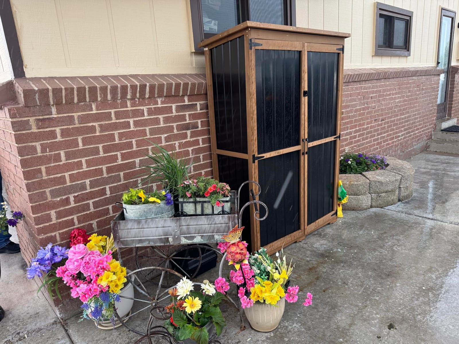 Potting Bench with Storage & Wheels, Mobile Outdoor Cabinet for Garden customer photo 2