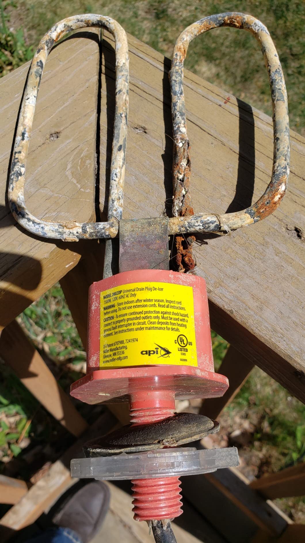 API Stock Tank Water Deicer Universal Drain Plug De-Icer, 1500 Watt (Item No. 2002DP) customer photo 1