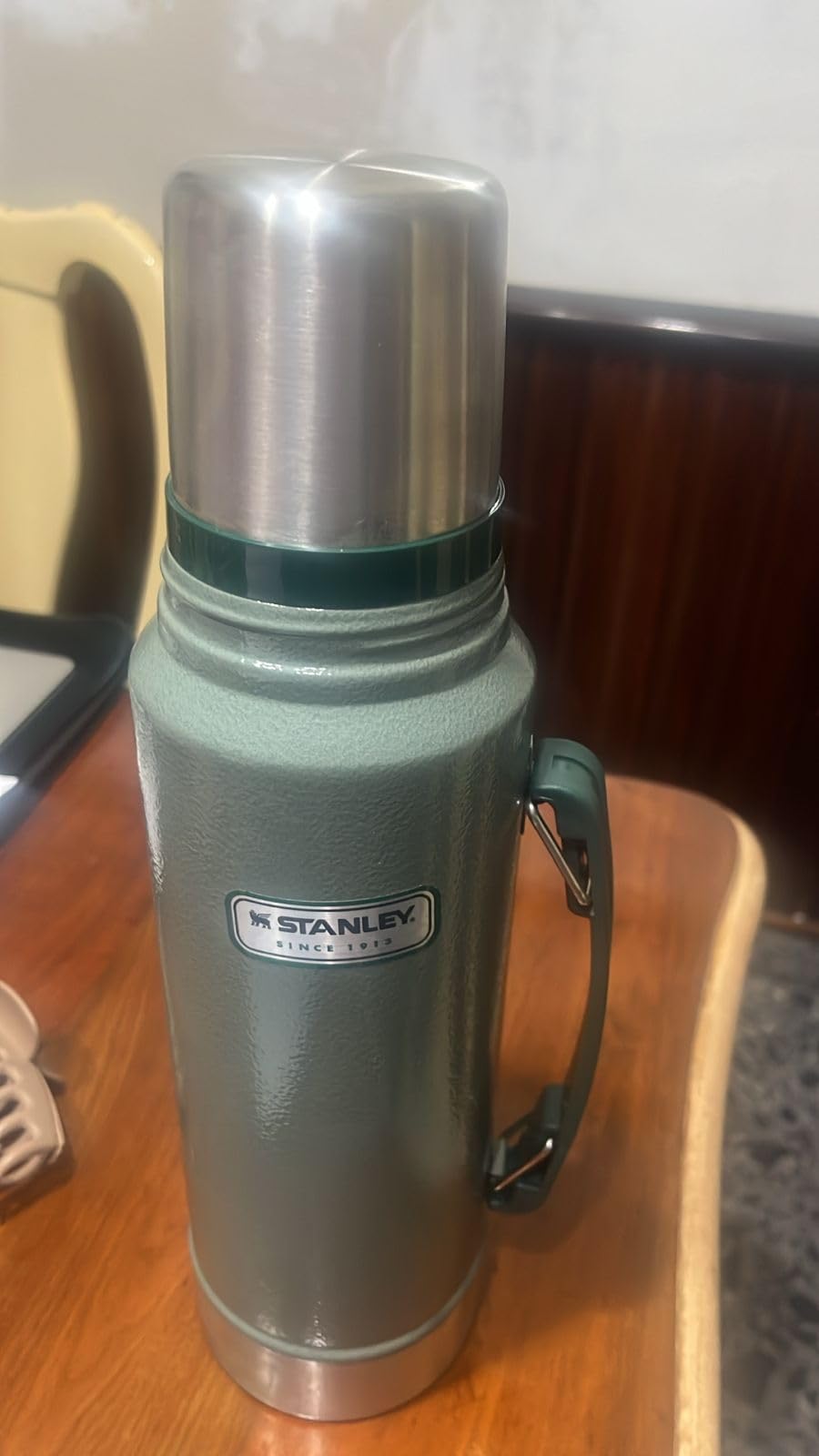 Stanley Heritage Classic Vacuum Bottle with Handle 2.0 qt | Wide Mouth with Leakproof Cup Lid | Keep Drinks Hot or Cold for Travel | Insulated Stainless Steel Thermal Bottle | Hammertone Green customer photo 2