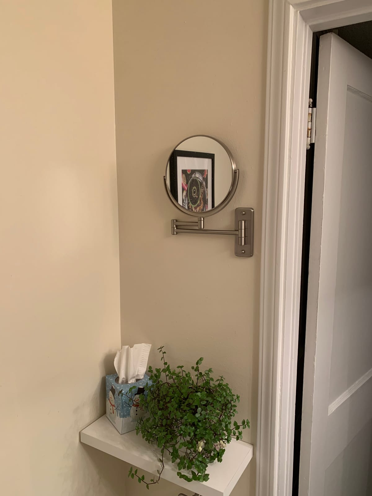 JERDON Wall-Mounted Makeup Mirror - 5X Magnification - Nickel - JP7506N customer photo 2