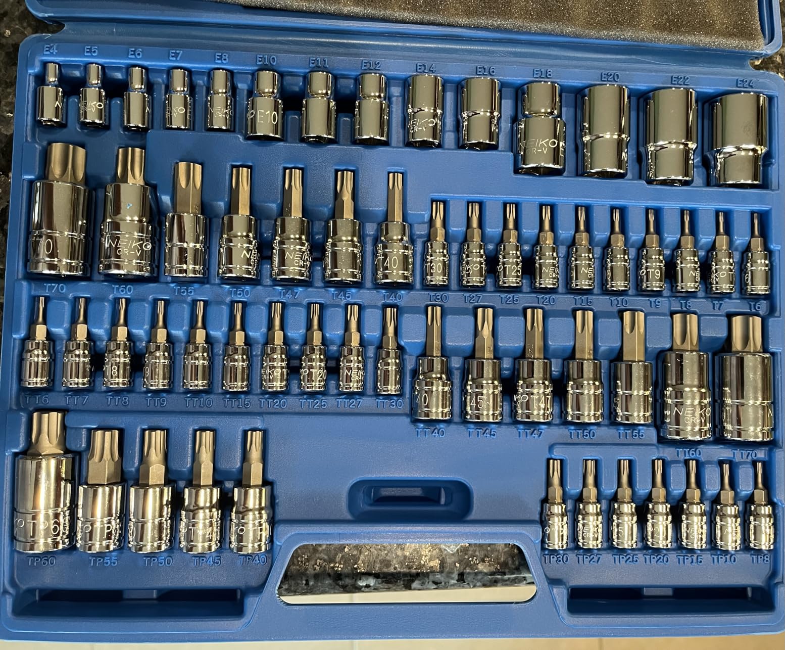 NEIKO 10083A Master Torx Bit Socket and External Torx Socket Set, S2 and CrV Steel, Supreme Torque Output Complete Kit, 60 Pieces customer photo 1