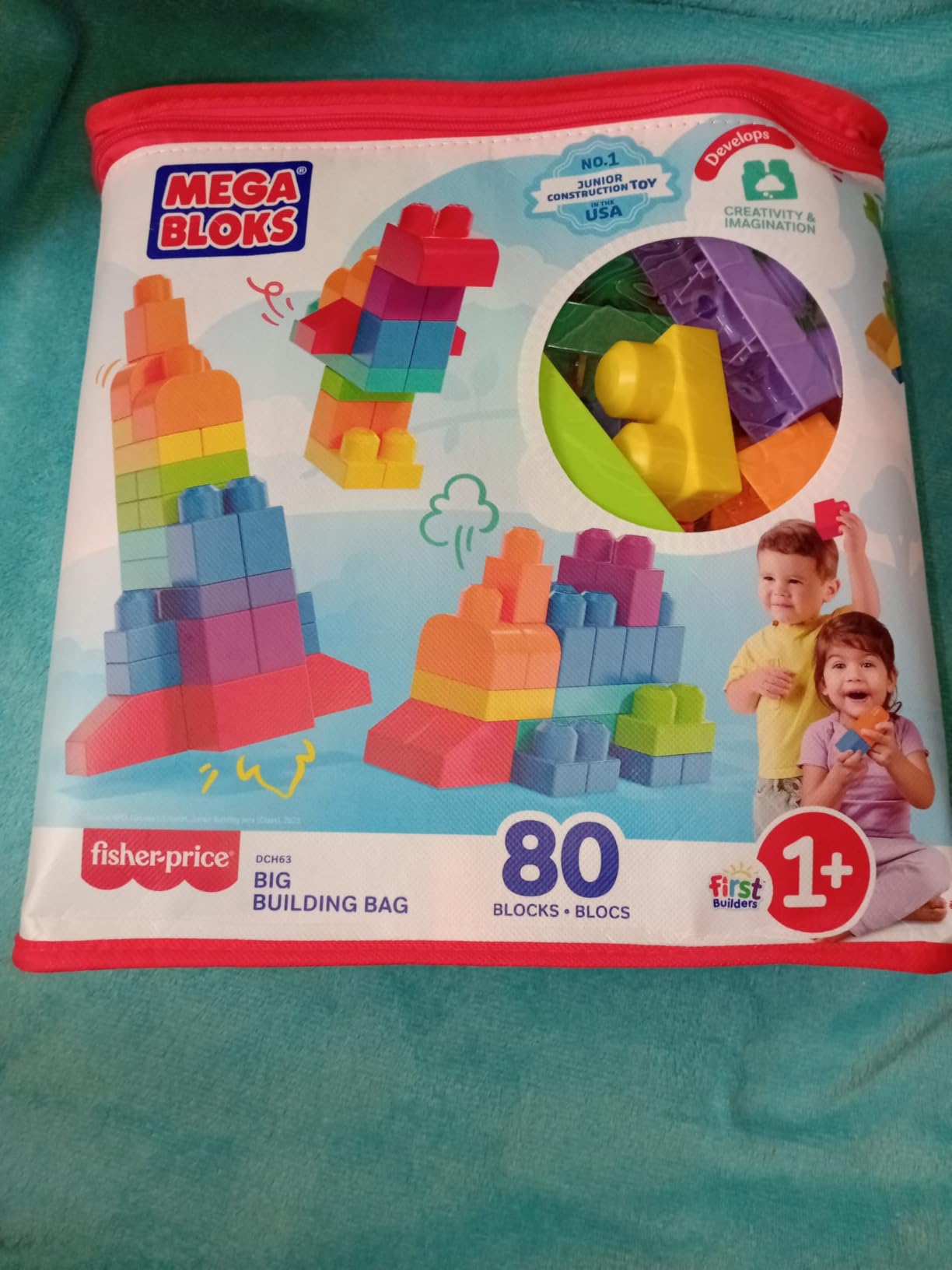 MEGA BLOKS First Builders Toddler Blocks Toys Set, Big Building Bag with 80 Pieces and Storage, Blue, Ages 1+ Years customer photo 2