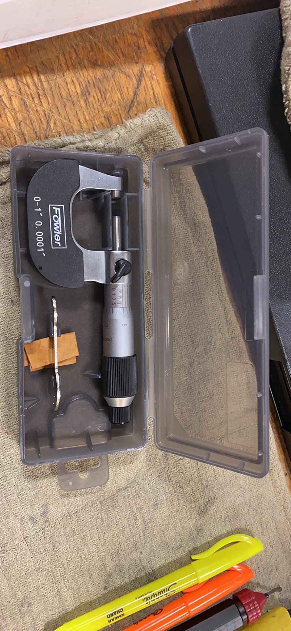 Fowler 52-229-201-0 Swiss Style Outside Micrometer with 0-1