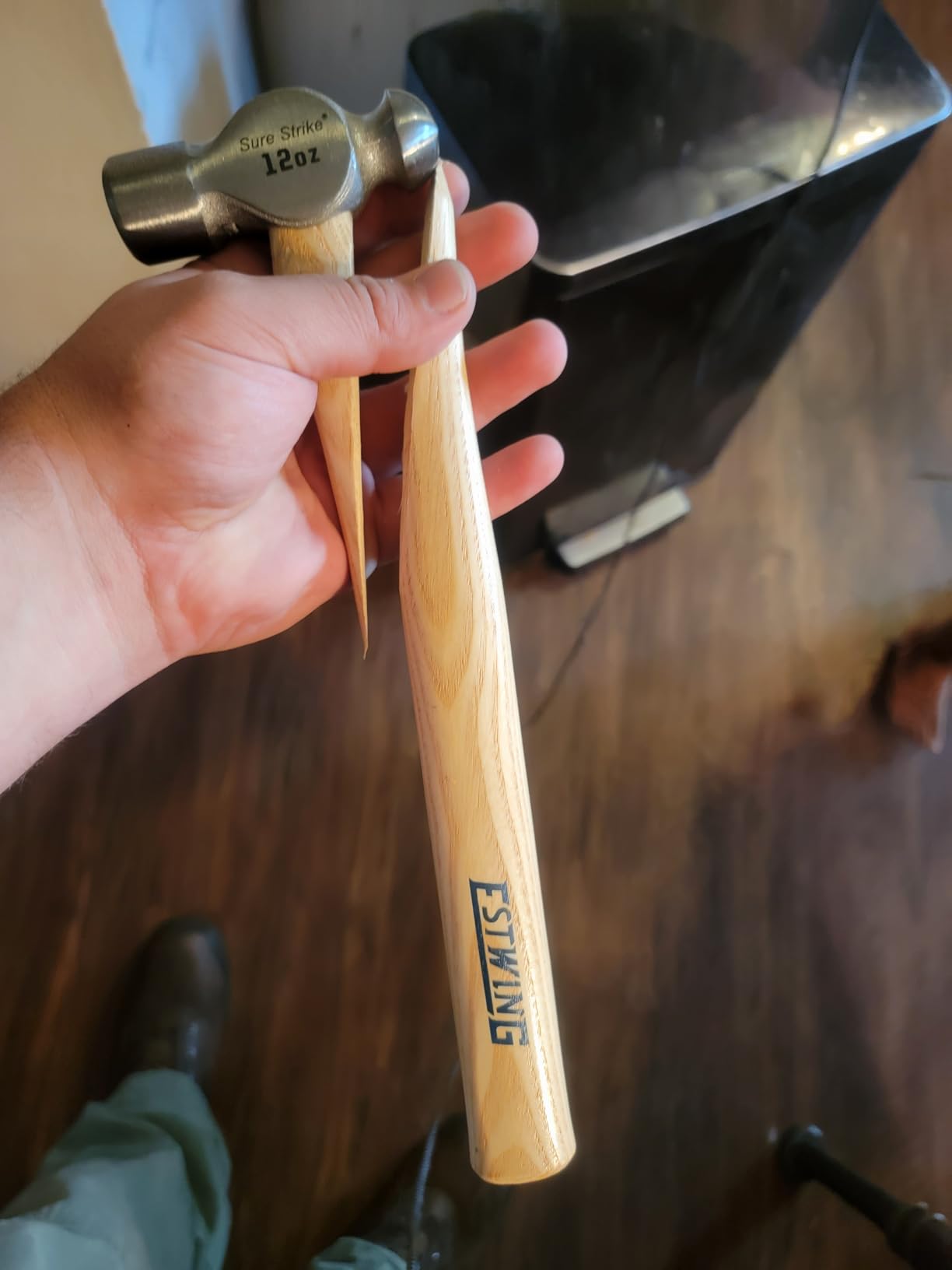 ESTWING Sure Strike Ball Peen Hammer - 12 oz Metalworking Tool with Forged Steel Head & Hickory Wood Handle - MRW12BP customer photo 1