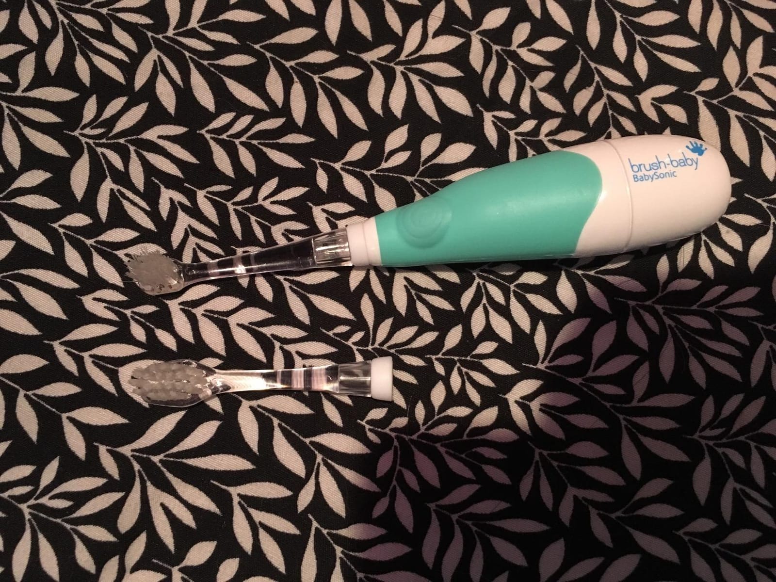 brush-baby BabySonic Infant and Toddler Electric Toothbrush for Ages 0-3 Years - Smart LED Timer and Gentle Vibration Provide a Fun Brushing Experience - Includes 2 Sensitive Brush Heads (Teal) customer photo 2