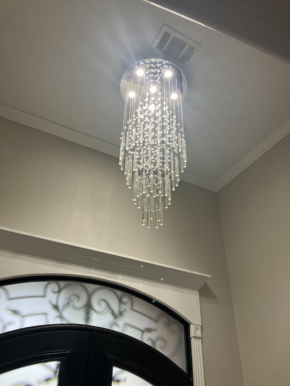7PM Foyer Chandeliers Entryway High Ceiling, Flush Mount Large Raindrop Crystal Chandelier Lighting Staircase Chandelier High Ceiling Light Fixtures for Hallway Front Entrance H 59'' customer photo 2