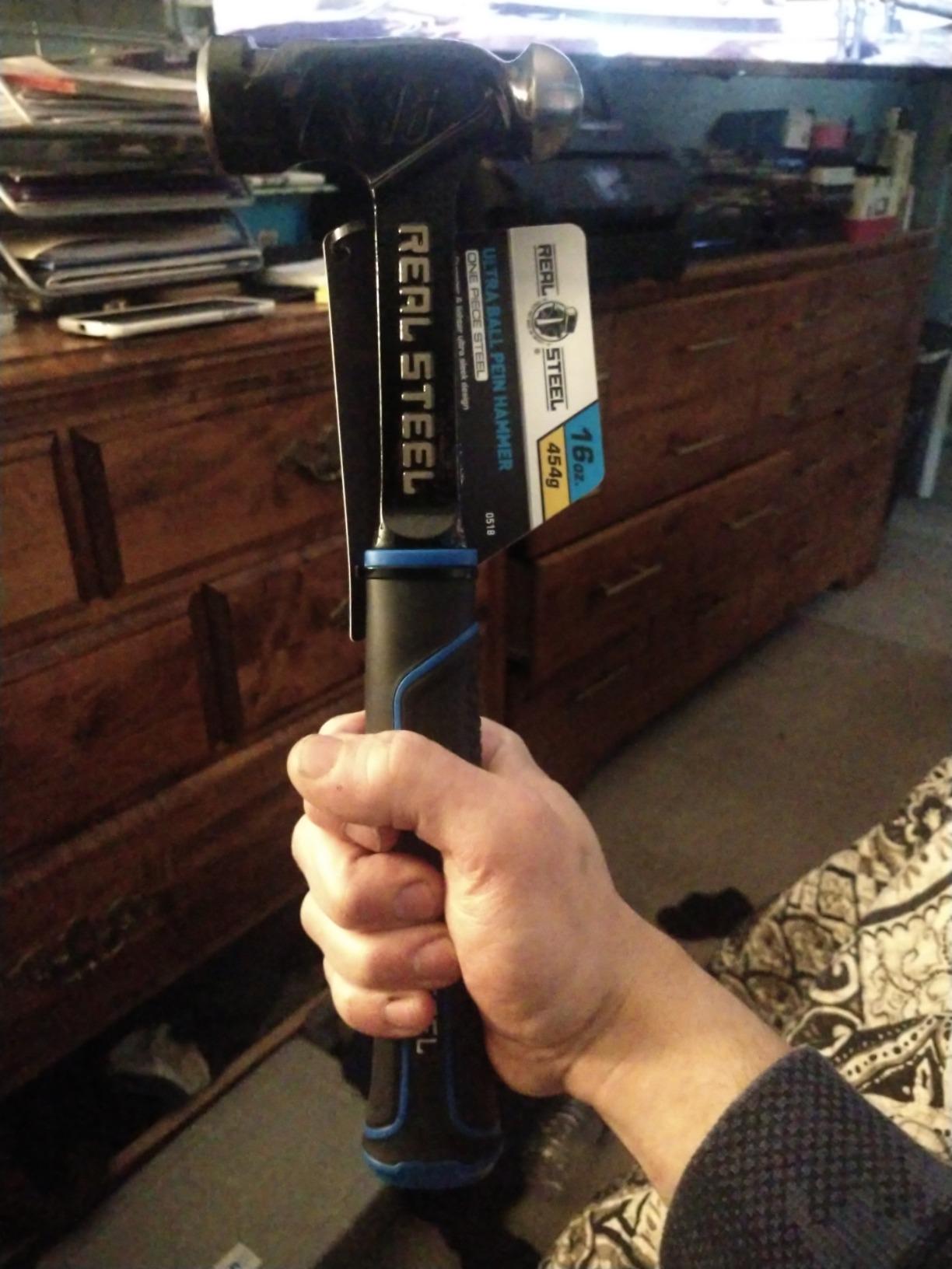 REAL STEEL Ball Peen Hammers 16 Oz Onepiece Forged Steel Ball Pein Hammer 0518, Black customer photo 1