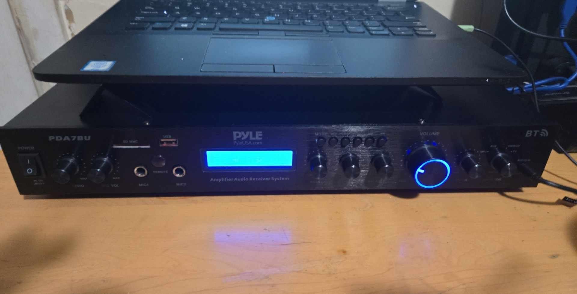 Pyle Bluetooth Home Theater Amplifier - 200 Watts into 5 Channels with Subwoofer Out, Easy Karaoke - Dual Mic, Wireless Streaming, USB/SD with MP3 player, RCA Input, FM Radio, LCD Display - PDA7BU customer photo 1