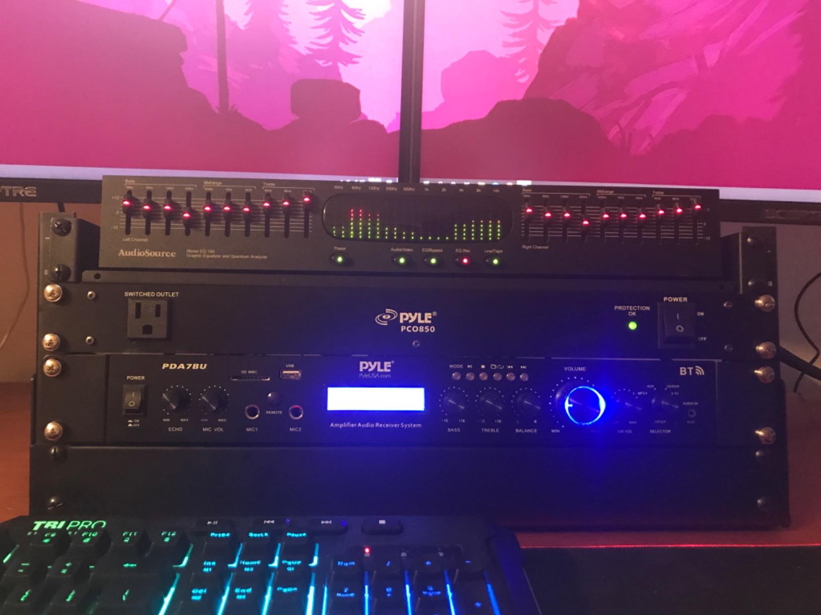 Pyle Bluetooth Home Theater Amplifier - 200 Watts into 5 Channels with Subwoofer Out, Easy Karaoke - Dual Mic, Wireless Streaming, USB/SD with MP3 player, RCA Input, FM Radio, LCD Display - PDA7BU customer photo 2
