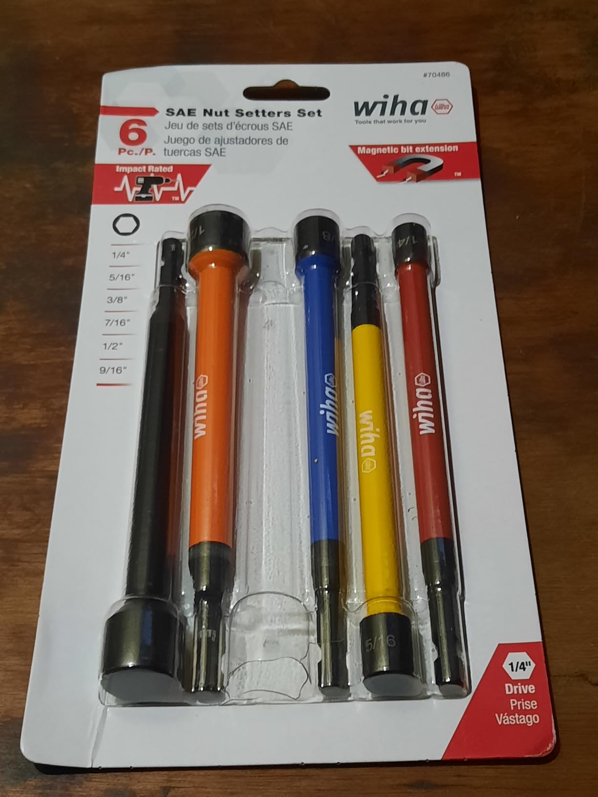 Wiha 70486 Color Coded Magnetic Nut Setter Set, 6 Inch SAE, 6 Piece customer photo 1