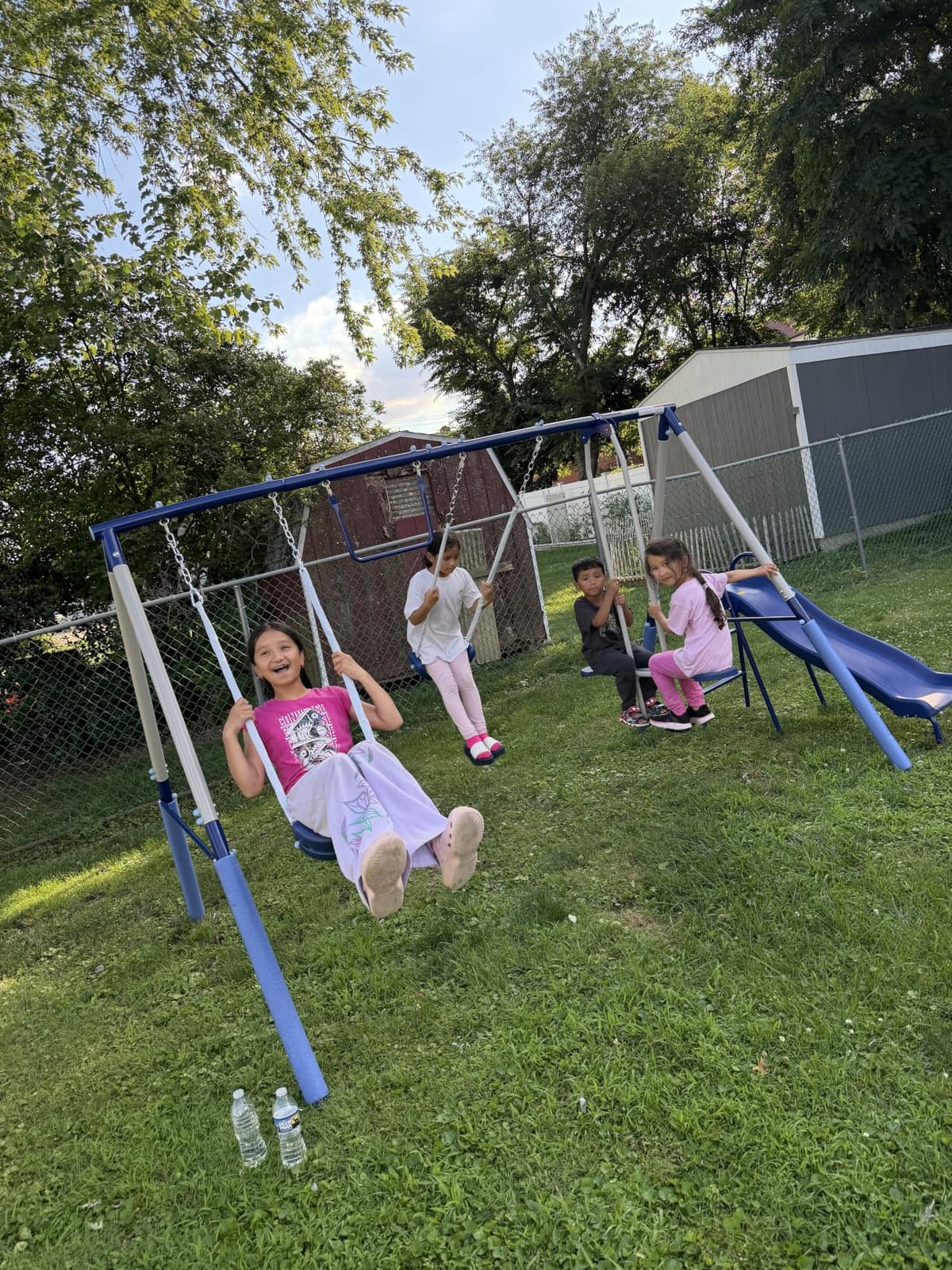 Sportspower Arcadia Metal Swing Set for Kids – Trapeze, 2-Person Glider, 5ft Slide, Anchor Kit, 6.1ft Durable Steel Frame – Outdoor Backyard Playset with 600 lbs Capacity customer photo 2