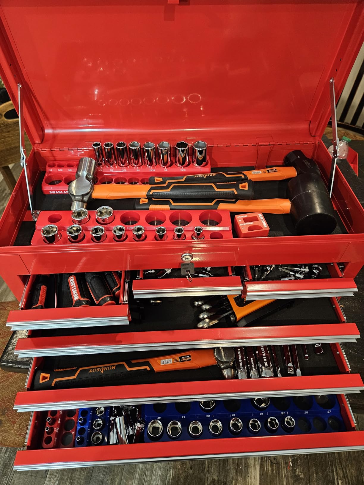 HORUSDY 5-Piece Hammer Set, 16oz and 32oz Ball Pein Hammers, 32oz Rubber Mallet, 3lb Sledge, 3lb Cross Peen Hammer customer photo 2
