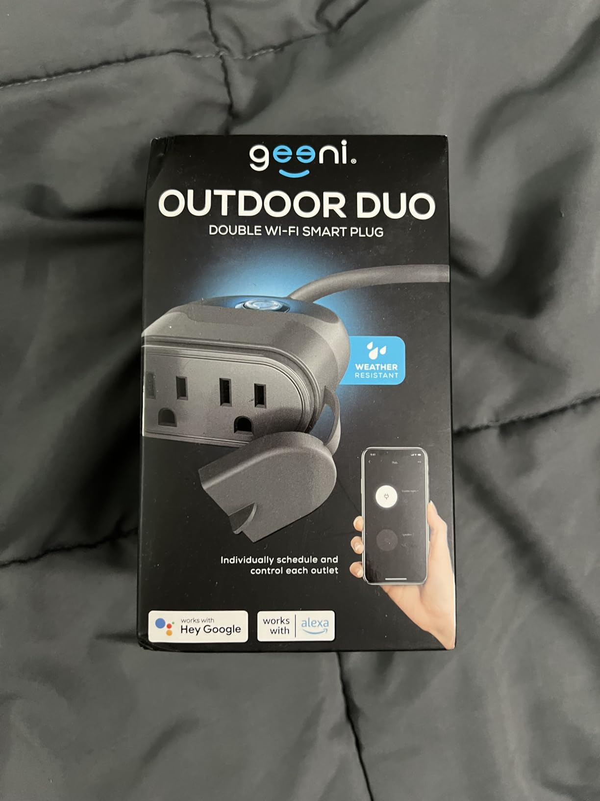 Geeni Outdoor Duo Wi-Fi Smart Plug, Weatherproof Dual Socket, Wireless Remote Control, Works with Alexa & Google Home, 2 Outlets customer photo 1