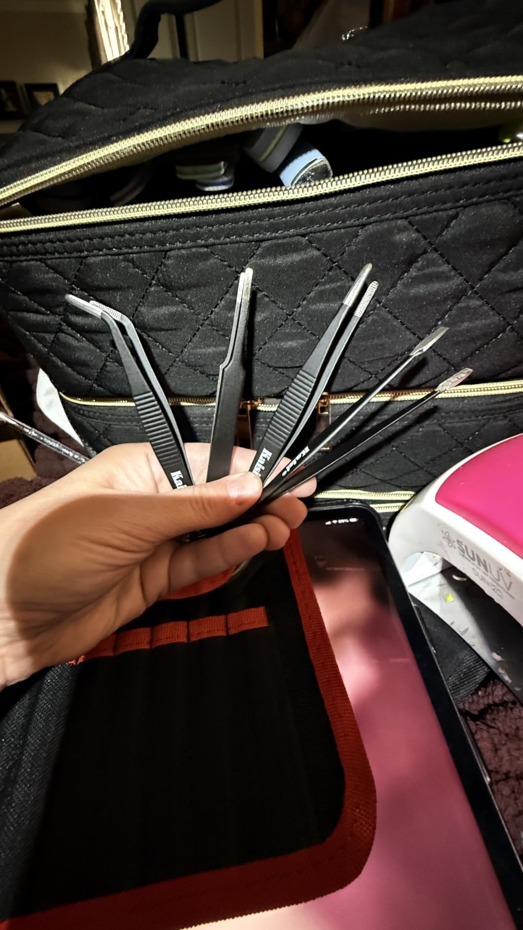 Precision Tweezers Set, Kaisi 12 PCS ESD Tweezer Set, Anti-Static Stainless Steel Tweezers Kit Curved Tweezers for Craft, Jewelry, Electronics, Laboratory Work customer photo 2