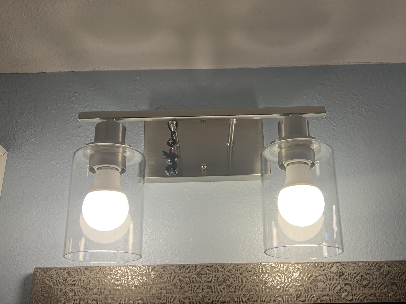 ShineTech 2-Light Bathroom Vanity Light, Brushed Nickel Modern Wall Sconce customer photo 2