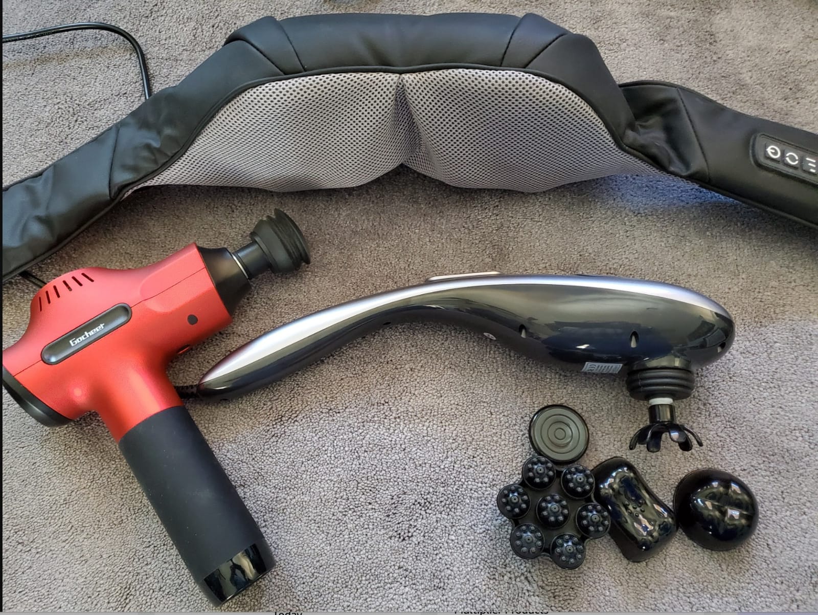 MEGAWISE Handheld Percussion Massager for Back, 3600 RPM, 5 speeds, 7 Heads customer photo 2