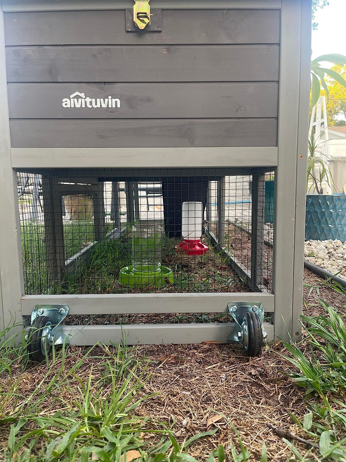 GUTINNEEN Chicken Coop 80in Mobile Chicken House with Run Portable Wooden Poultry Cage with Nesting Box Rabbit Hutch on Wheels,Movable customer photo 1