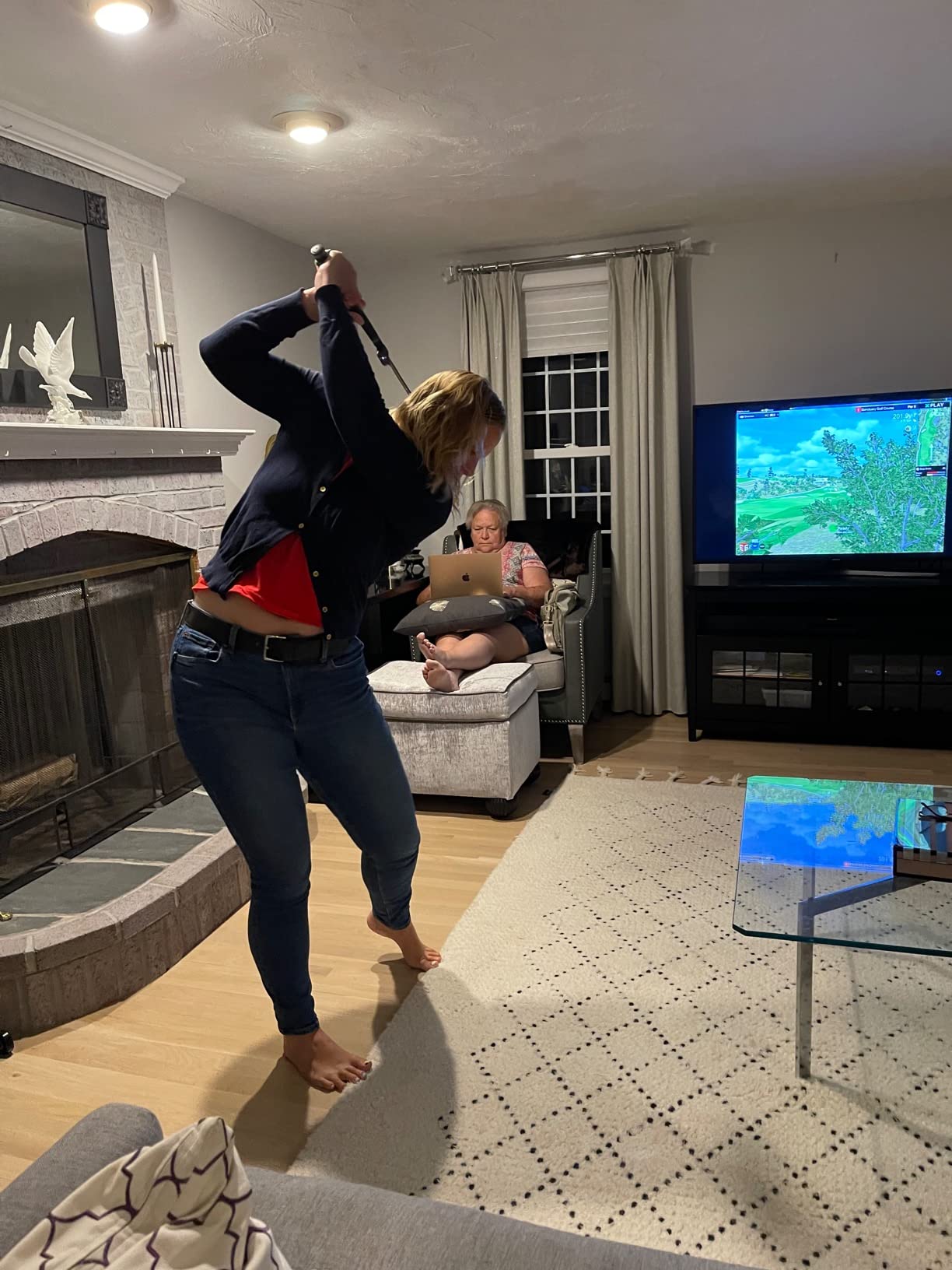 SLX MicroSim Indoor Mobile Golf Simulator: Fun Interactive Golf with Motion Sensor and Swing Stick for Indoor and Outdoor Golfing - Compatible with Android, iOS, PC (E6 Connect, GSPro, CreativeGolf) customer photo 2
