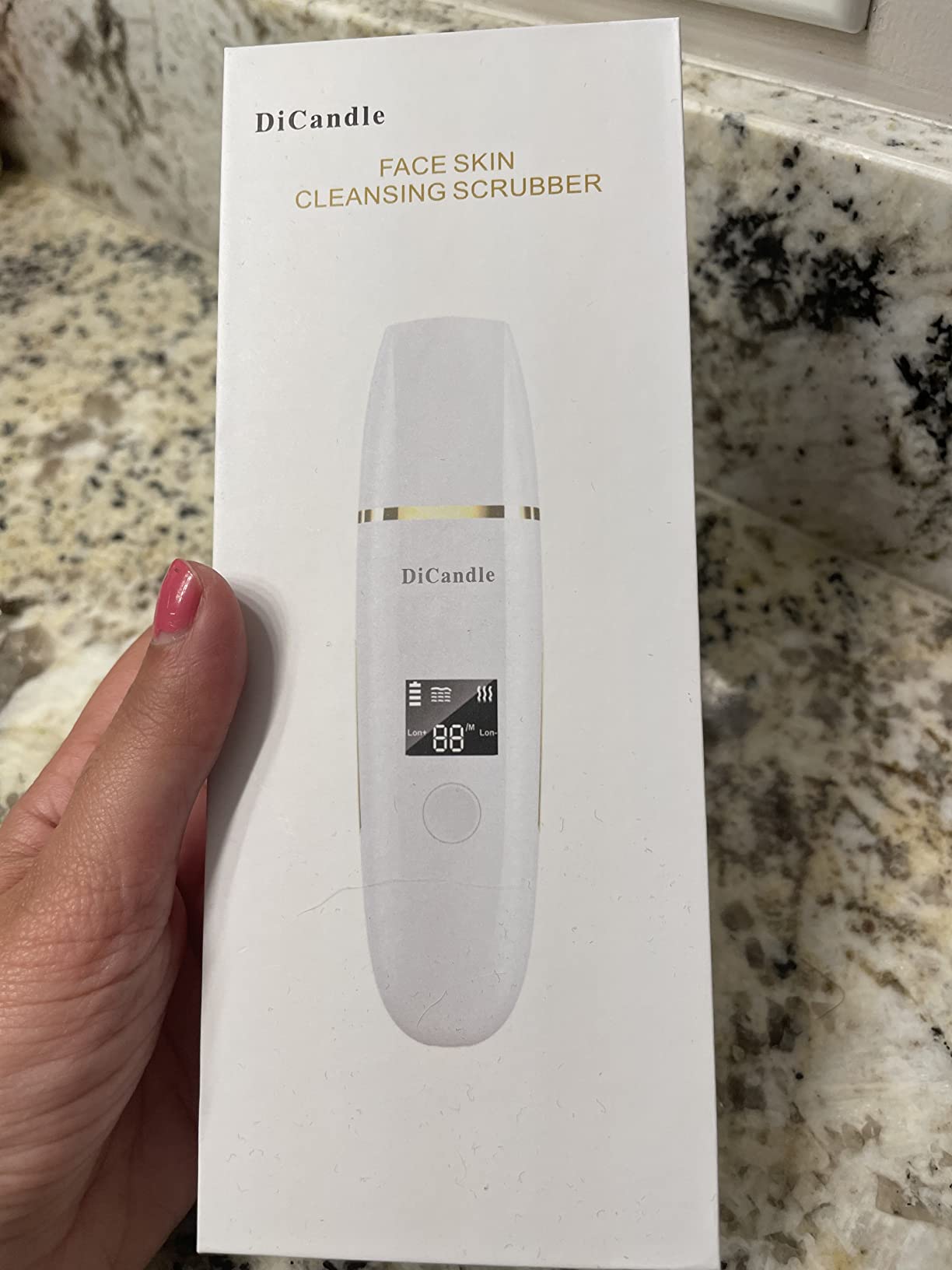 Skin Scrubber Facial Scrubber Blackhead Remover Cleaner Skin Spatula Skin Scraper (White&Gold) customer photo 2