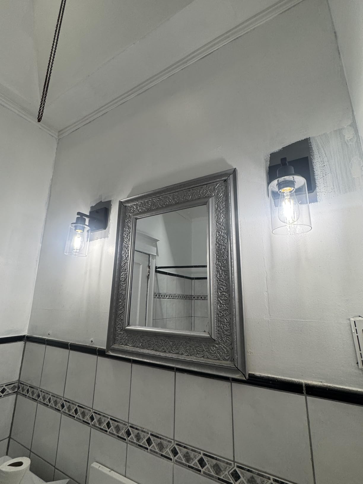 Licperron Black Vanity Wall Sconces Set of Two, Modern Sconces Wall Lighting Fixture with Clear Glass Shade for Bathroom, Industrial Metal Wall Mount Lamp for Bedroom Mirror Living Room customer photo 1
