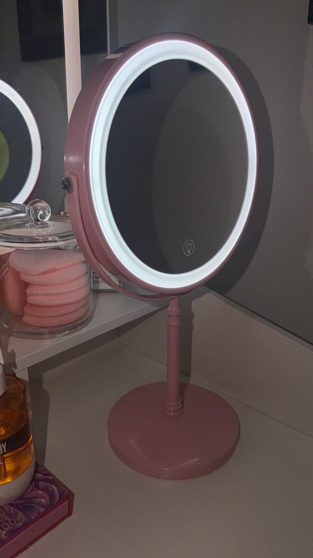 DEIOVWXS Makeup Mirror, Rechargeable Vanity Mirror with 3 Lights, 1X/10X customer photo 1