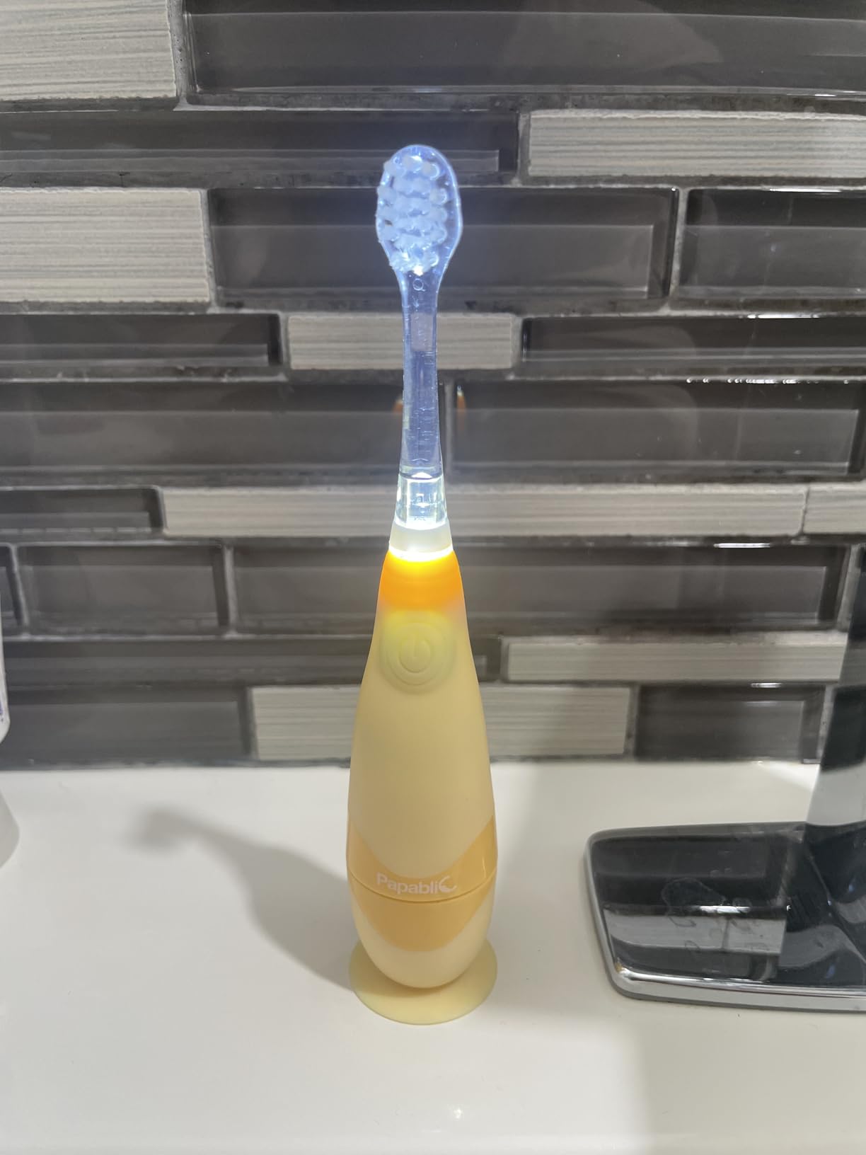 Papablic Toddler Sonic Electric Kids Toothbrush for Ages 1-3, Dinosaur(Max) customer photo 2